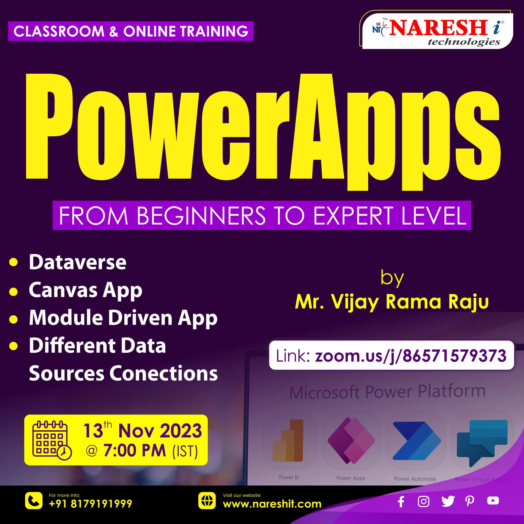 Free Demo On Power Apps - Naresh IT, Online Event