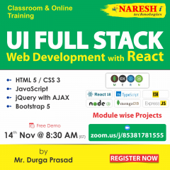 Full Stack UI Web Developer Course in NareshIT -8179191999