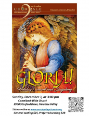 North Valley Chorale presents "Gloria!" - Holiday Concert and Singalong - Sunday, December 3, 3 pm