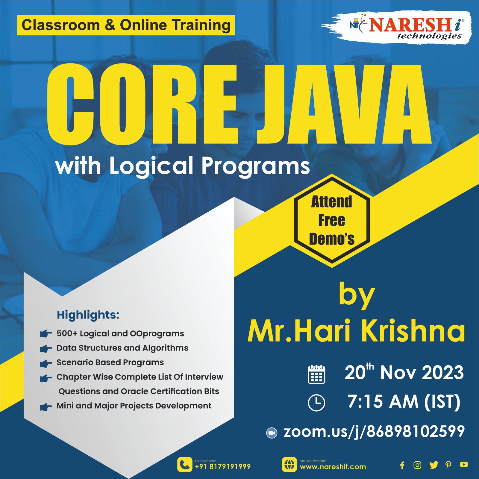 Core Java Online Training Course in Hyderabad - NareshIT, Online Event