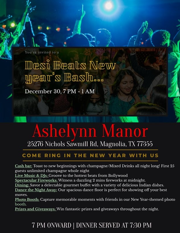 Desi Beats New Year’s Bash 2024, Magnolia, Texas, United States