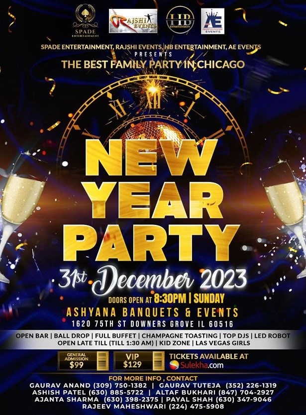 NYE 2024 (Bollywood) - Ashyana Banquets Downers Grove, Downers Grove, Illinois, United States