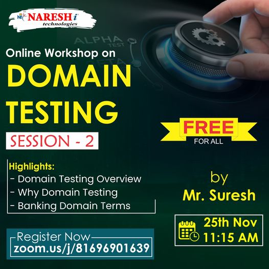 Best Domain testing online training in Naresh IT, Online Event