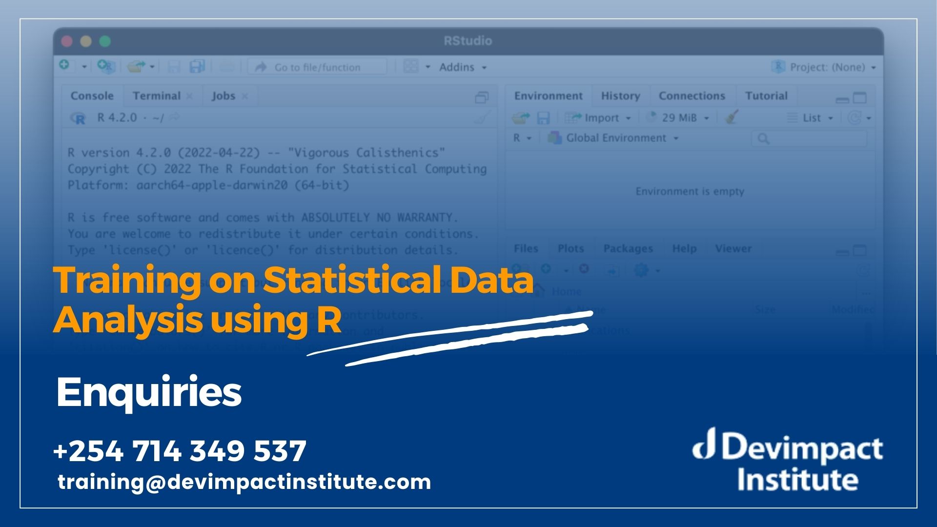 Training on Statistical Data Analysis using R, Devimpact Institute, Nairobi, Kenya