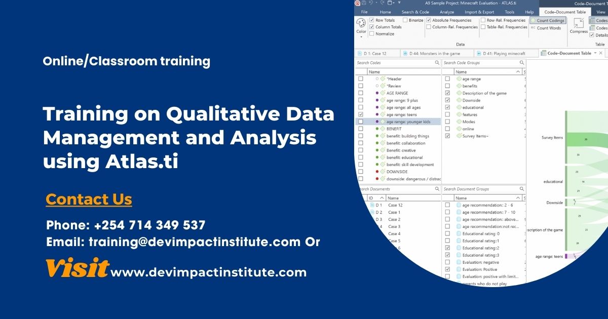 Training on Qualitative Data Management and Analysis using Atlas.ti, Devimpact Institute, Nairobi, Kenya