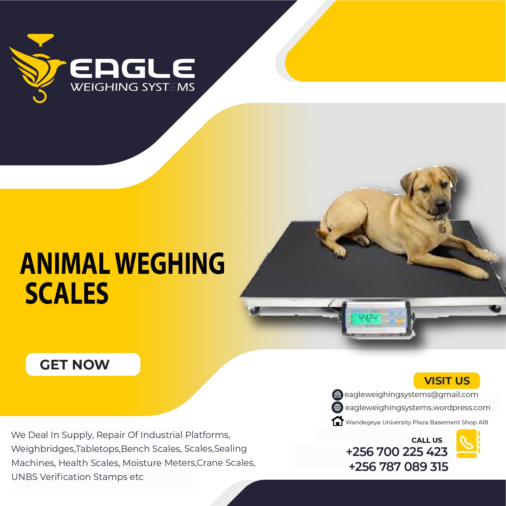 Stainless steel top platform animal weighing scale with rail in Kampala Uganda, Kampala Central Division, Central, Uganda