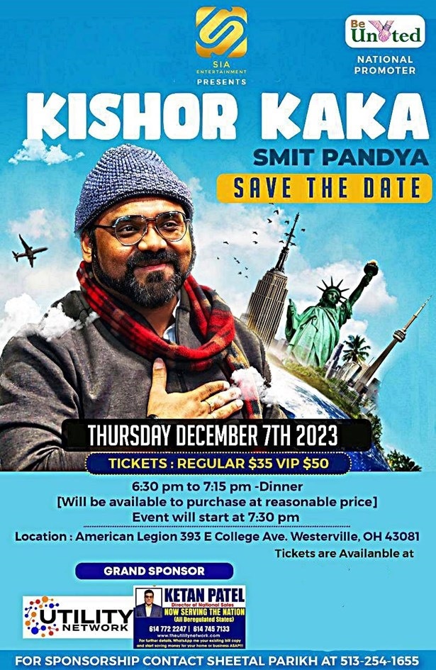 SIA Entertainment Presents Kishore Kaka, Westerville, Ohio, United States