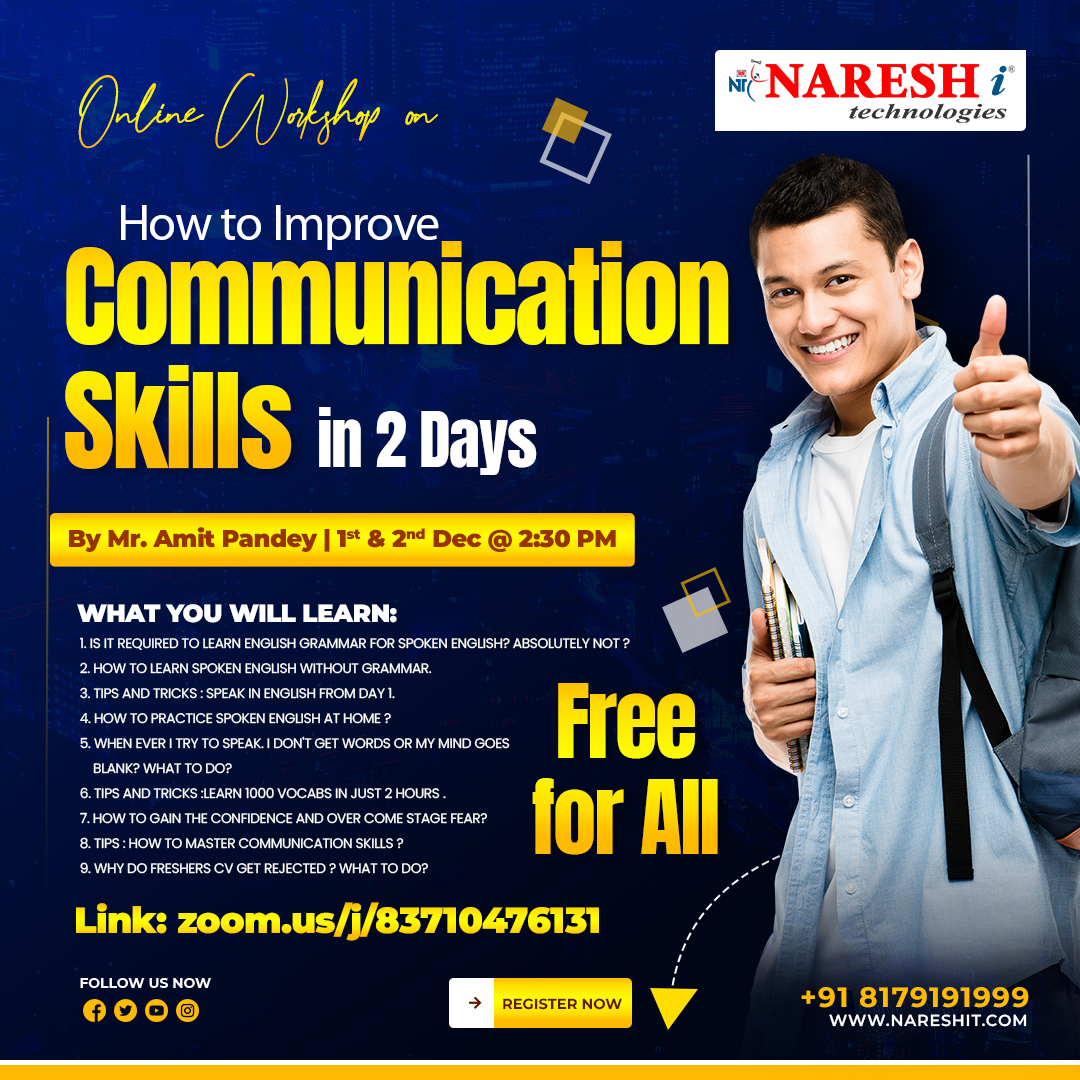 Free Workshop on communication skills in Naresh i Technologies, Online Event