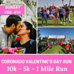Coronado Valentine's Day 10K, 5K, and 1 Mile Run - San Diego