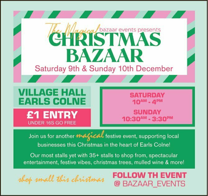 Bazaar Events 9th and 10th December Earls Colne Village Hall York Road CO6 2RN, Earls Colne, England, United Kingdom