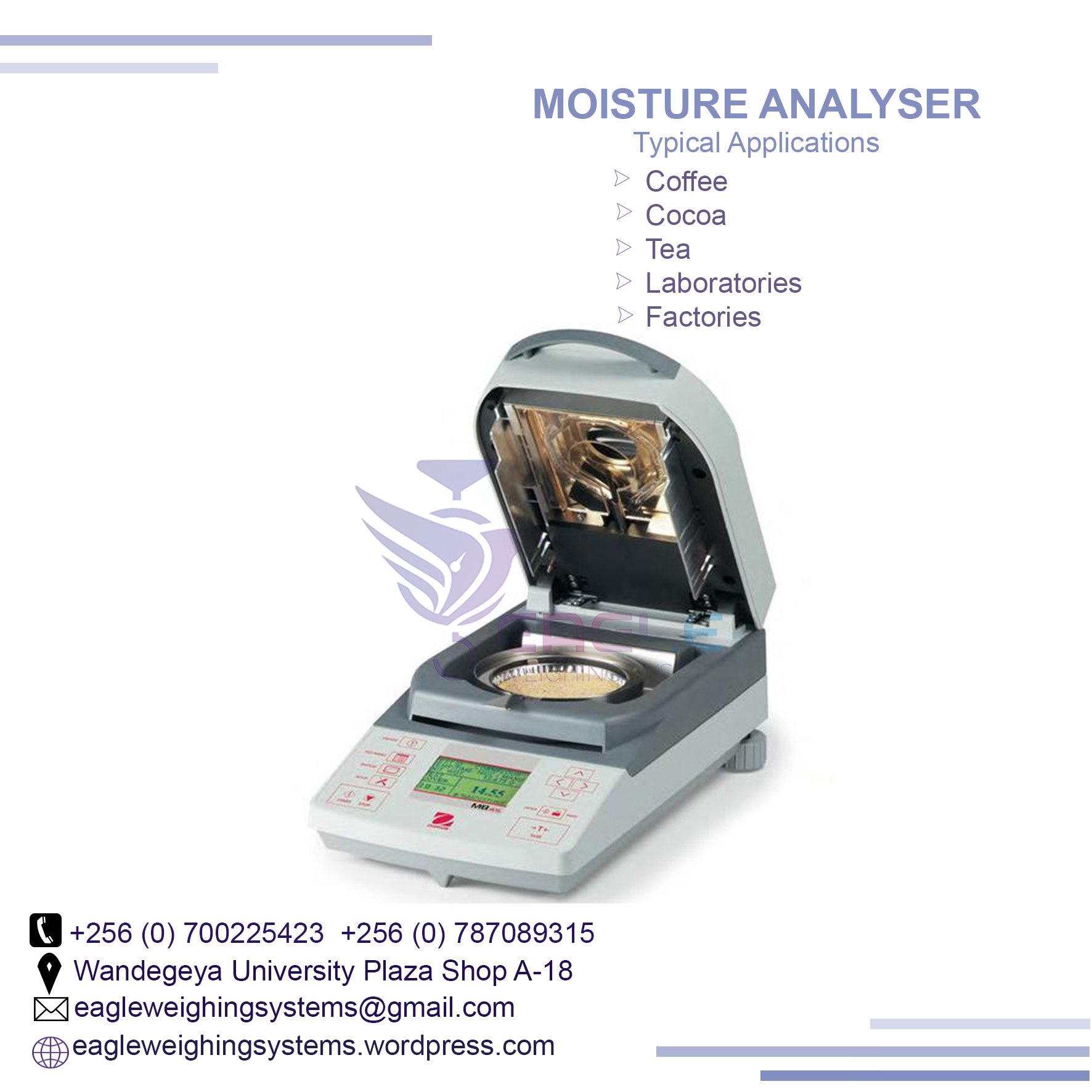 Touch screen halogen moisture analyzers in Uganda, Kampala Central Division, Central, Uganda