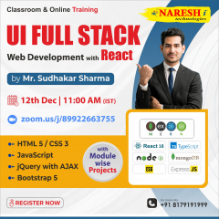 UI Full Stack Web with React JS by Mr.Sudhakar Sharma | NareshIT