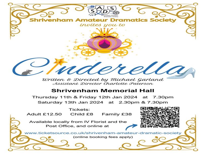 CINDERELLA - Everyone's Favourite Pantomime! 11-13 January 2024, 7.30pm and 2.30pm, Shrivenham, Swindon, England, United Kingdom