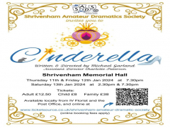 CINDERELLA - Everyone's Favourite Pantomime! 11-13 January 2024, 7.30pm and 2.30pm, Shrivenham