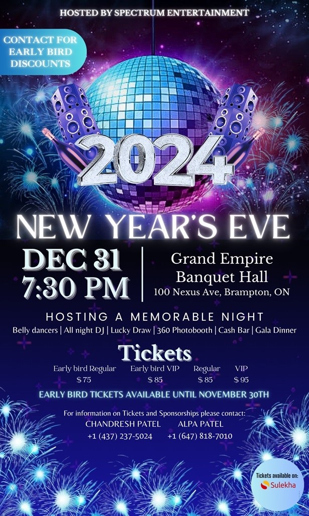 NEW YEARS EVE 2024, Brampton, Ontario, Canada