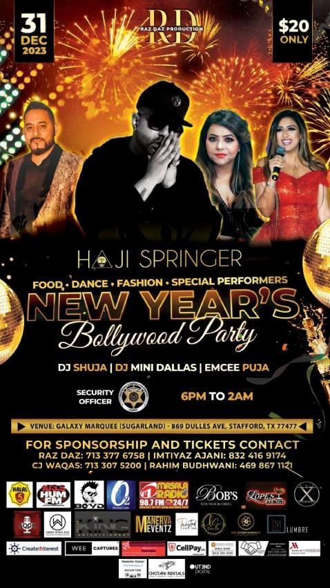 Haji Springer New Year's Bollywood Party in Texus, Stafford, Texas, United States