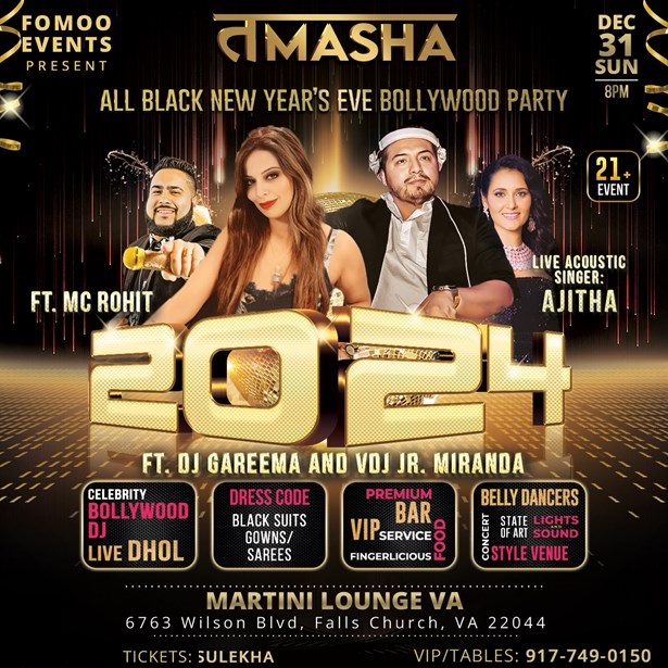 TAMASHA 2024, ALL BLACK BOLLYWOOD NEW YEARS EVE LOUNGE (VIRGINIA), Franklin, Virginia, United States