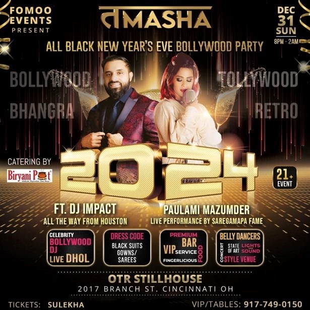 CINCINNATI- TAMASHA 2024, ALL BLACK BOLLYWOOD NEW YEARS EVE, Cincinnati, Ohio, United States