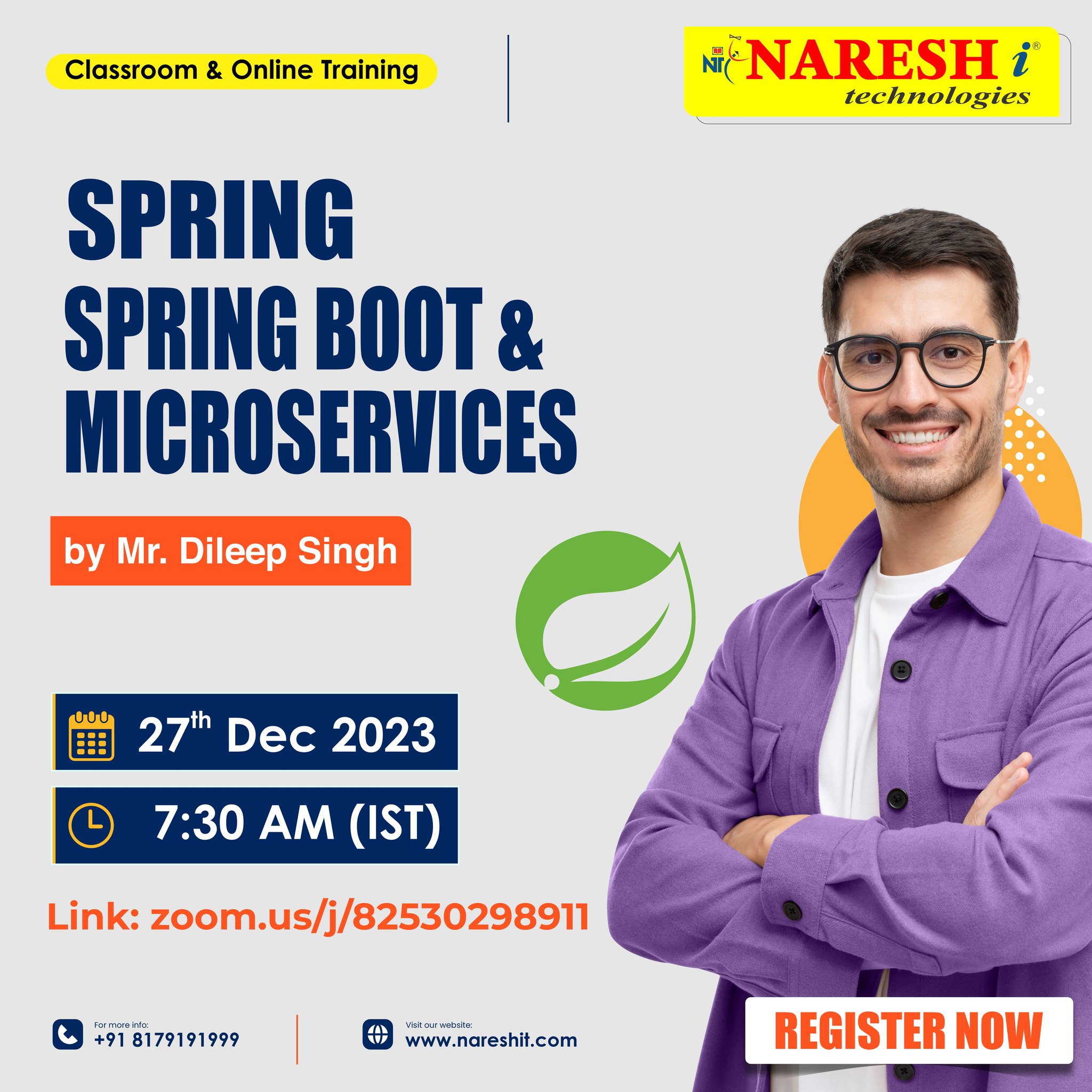 Spring, Spring Boot & Micro Services Online Course Training in NareshIT - 8179191999, Online Event