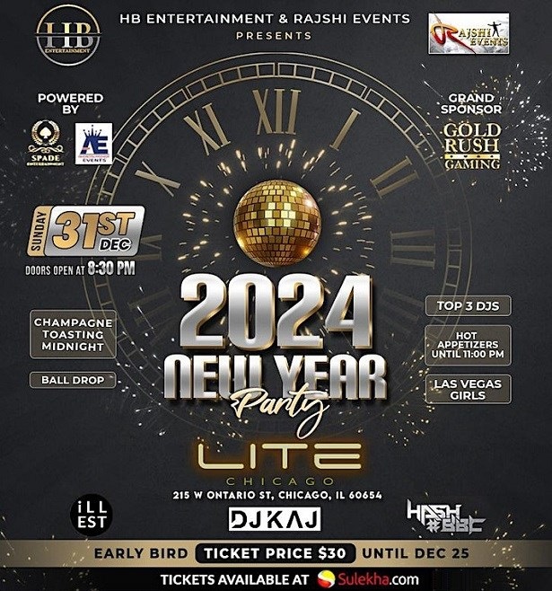 New Year's Eve Bollywood Ball Drop 2024 LITE CHICAGO, Chicago, Illinois, United States