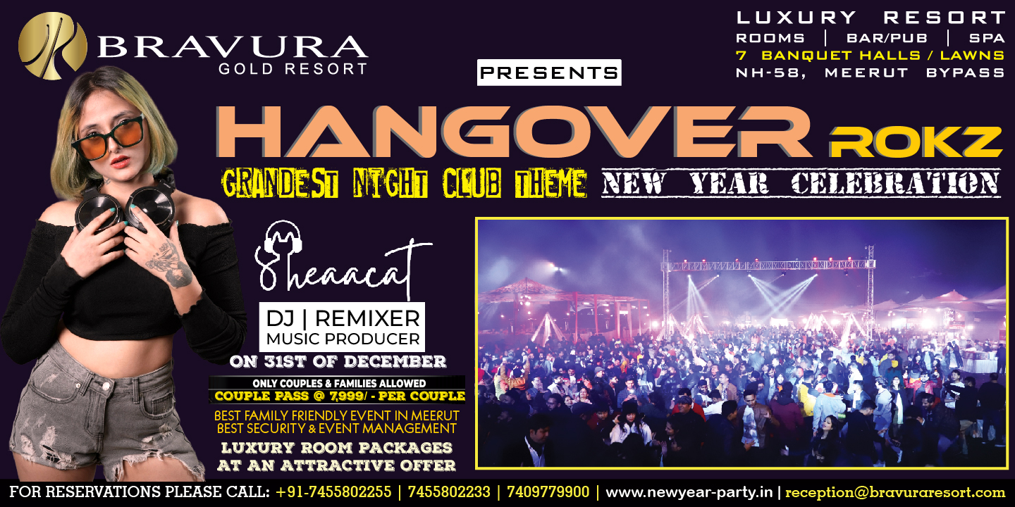 HANGOVER - ROKZ, Grandest New Year Party in Meerut, Meerut, Uttar Pradesh, India