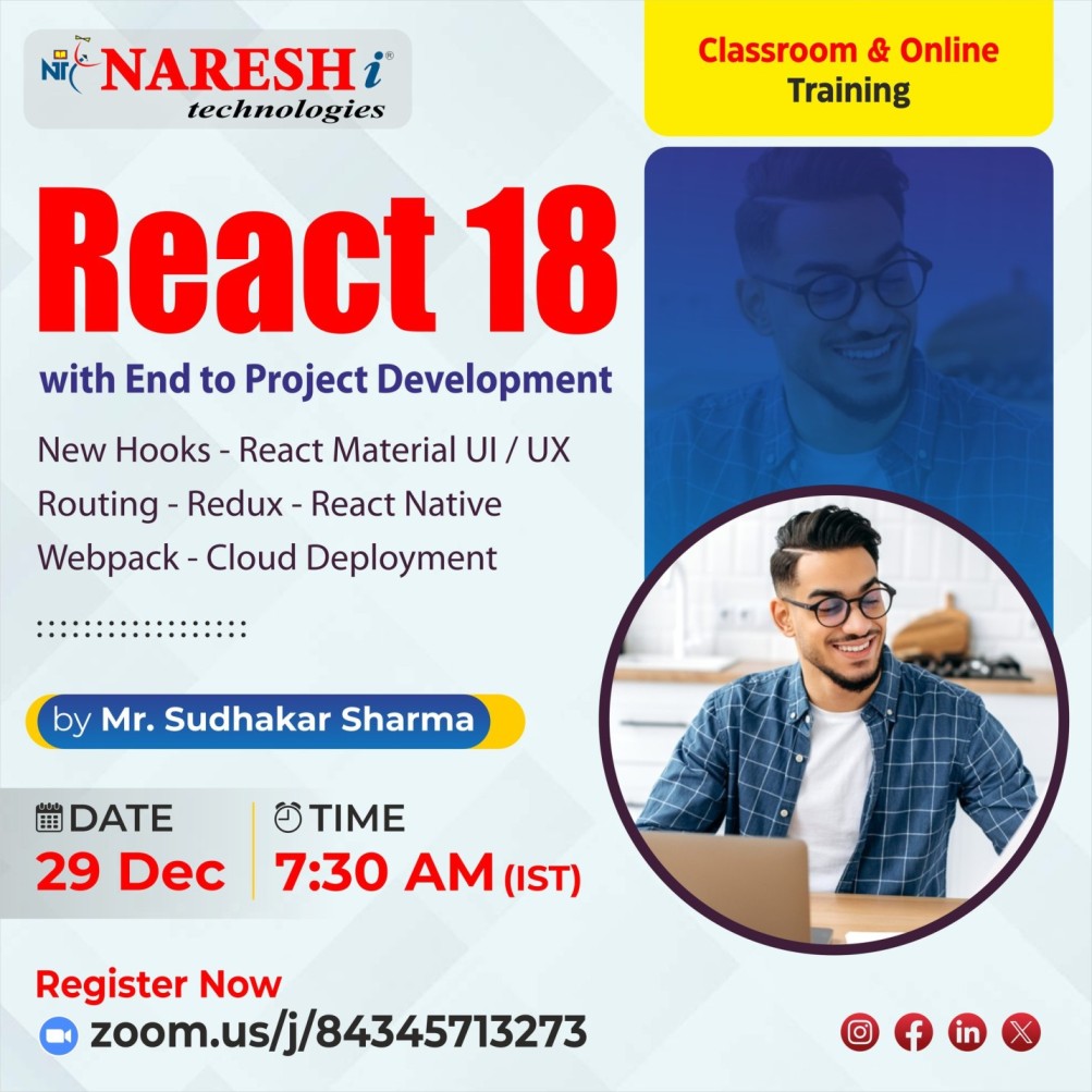Best React JS Training Institute IN Hyderabad | NareshIT, Online Event