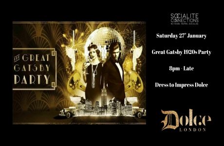 Great Gatsby 1920s Party and Welcome Drink at Dolce Kensingon, London, England, United Kingdom