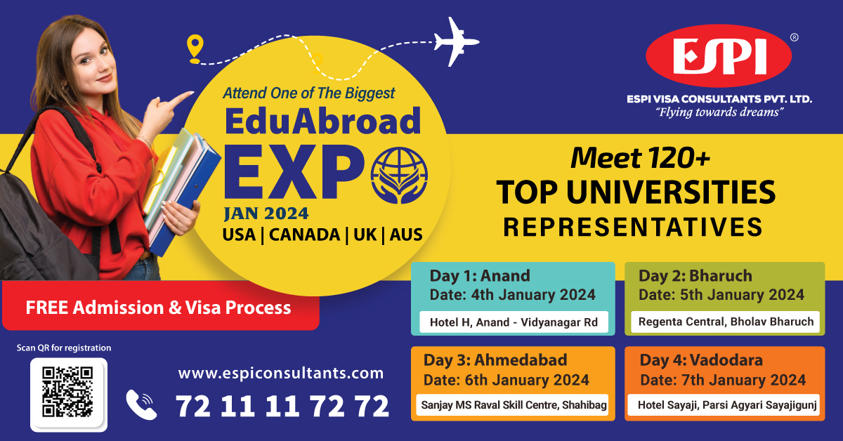 Attend ESPI EDUABROAD EXPO - The Biggest Event of International Education, Vadodara, Gujarat, India