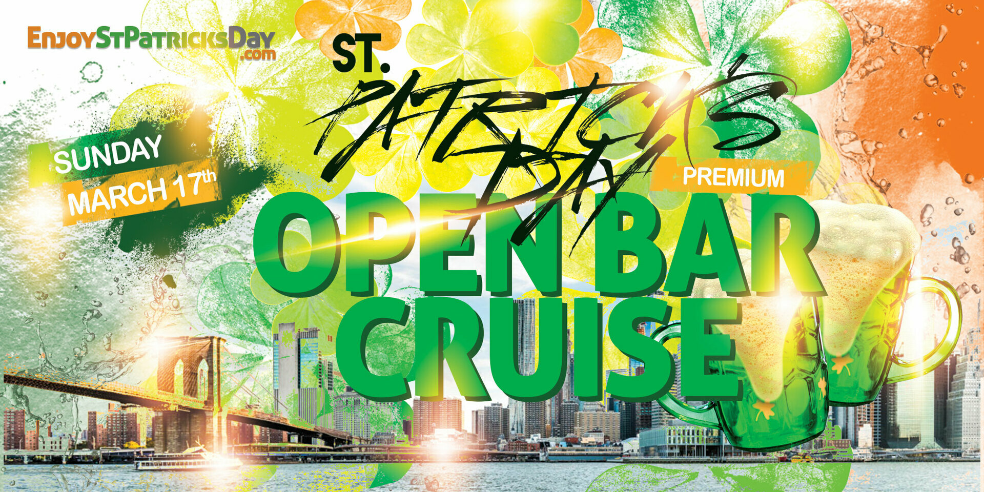 St Patrick's Day Shamrock Party Cruise New York City w/ Premium Open Bar - Sunday March 17, 2024, New York, United States
