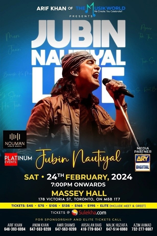 Jubin Nautiyal Live in Toronto 2024, Tornto, Ontario, Canada