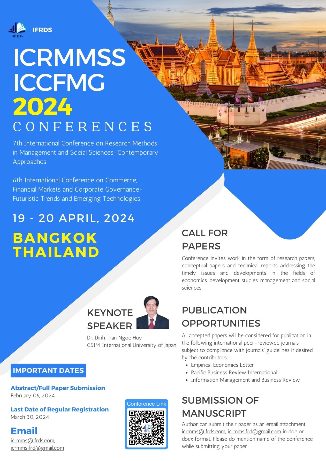 7th International Conference on Research Methods in Management and Social Sciences-Contemporary Approaches, Bangkok, Thailand