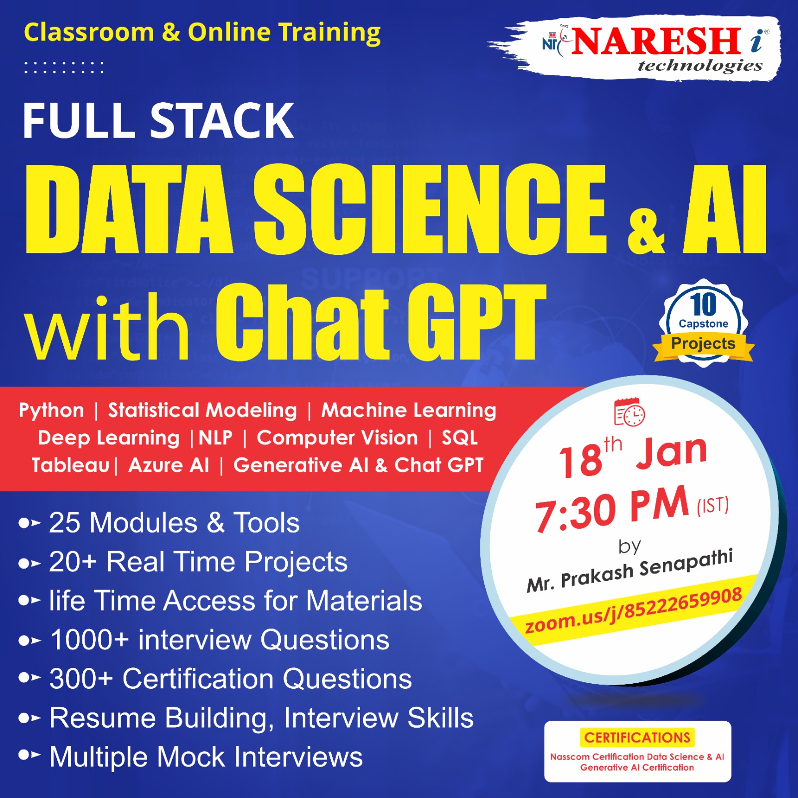 Best Course Full Stack Data Science & AI Training in Hyderabad - 8179191999, Online Event