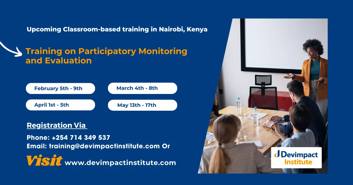 Training on Participatory Monitoring and Evaluation, Devimpact Institute, Nairobi, Kenya