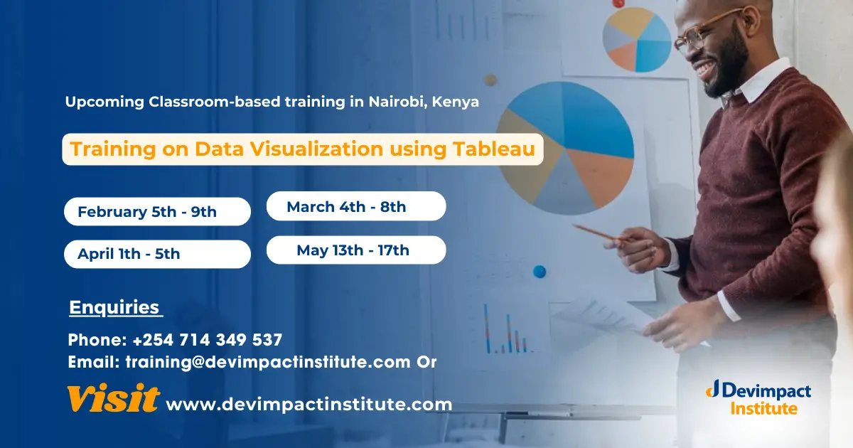 Training on Data Visualization using Tableau, Devimpact Institute, Nairobi, Kenya