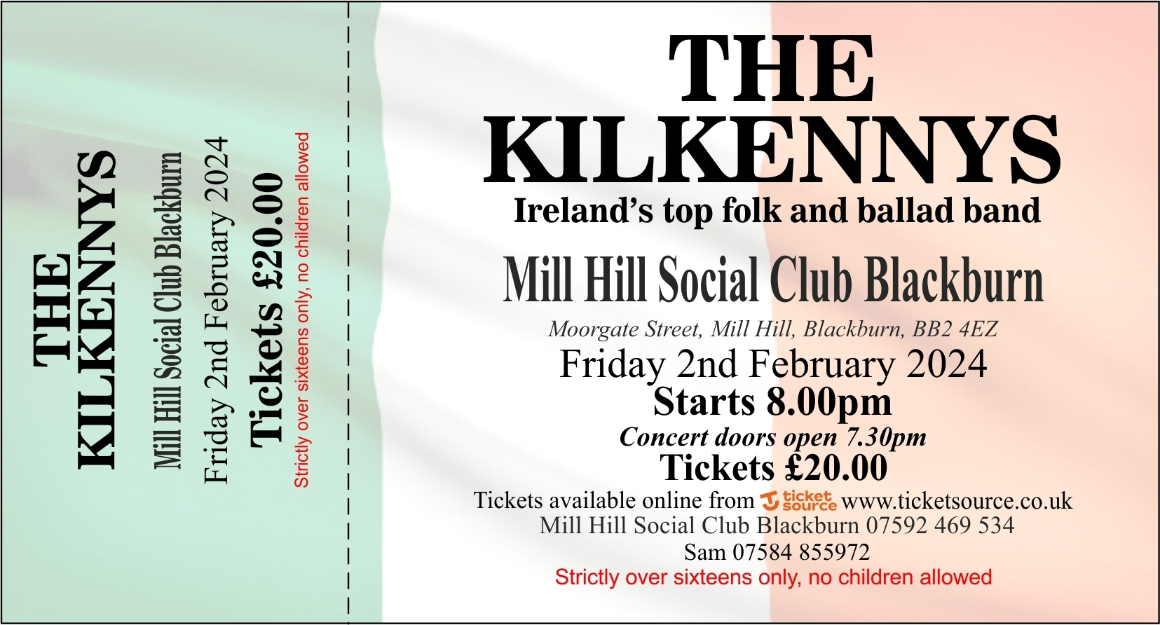 The Kilkennys Live at Mill Hill Social Club Fri 2nd Feb, Blackburn, England, United Kingdom