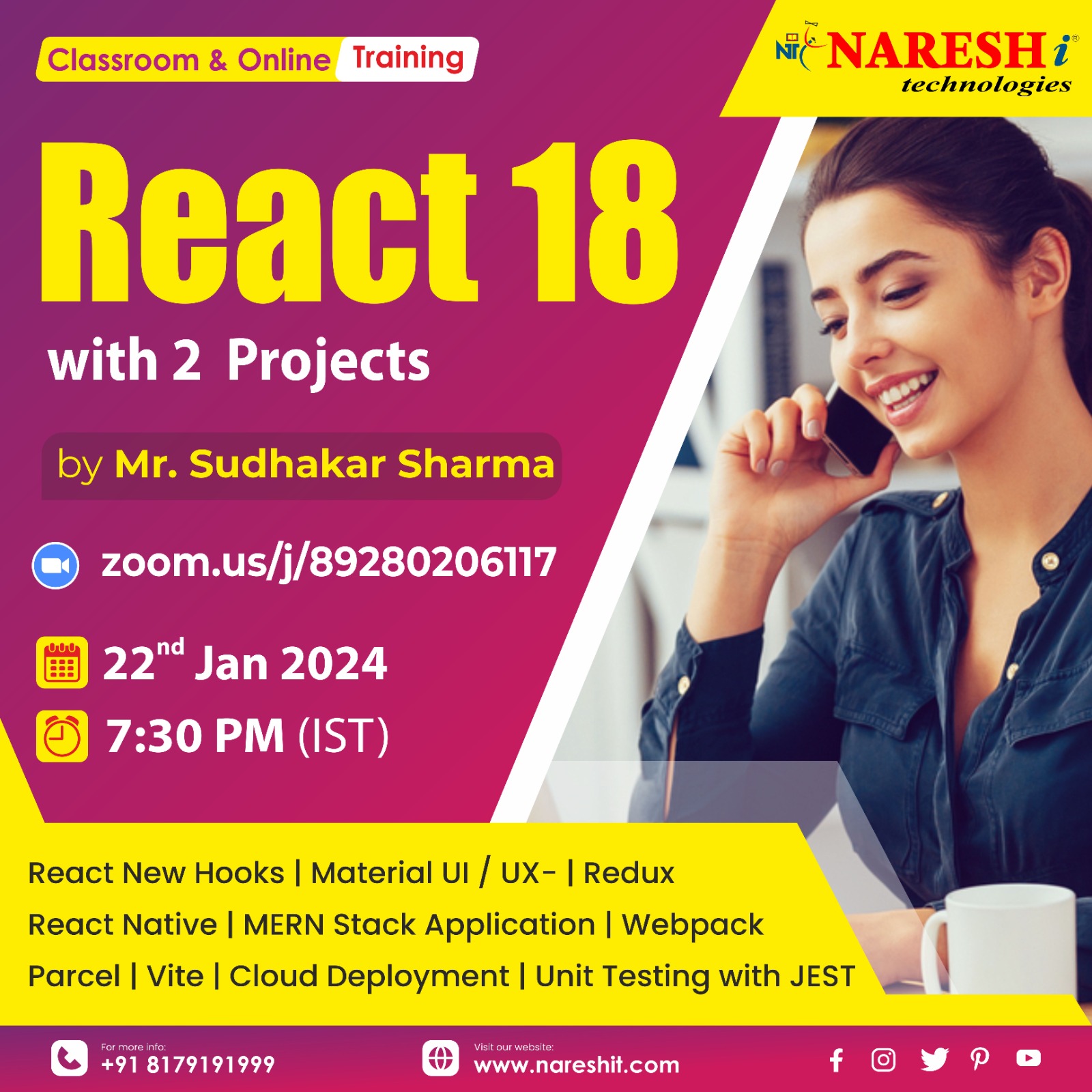Learn Best React 18 ONline Course Training in Hyderabad - NareshIT, Online Event