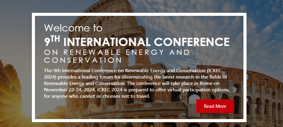 2024 9th International Conference on Renewable Energy and Conservation (ICREC 2024), Rome, Italy