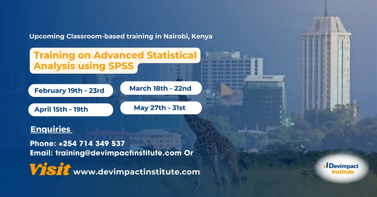 Training on Advanced Statistical Analysis using SPSS, Nairobi City, Nairobi, Kenya