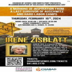 Holocaust Remembrance Event Featuring Survivor Irene Zisblatt