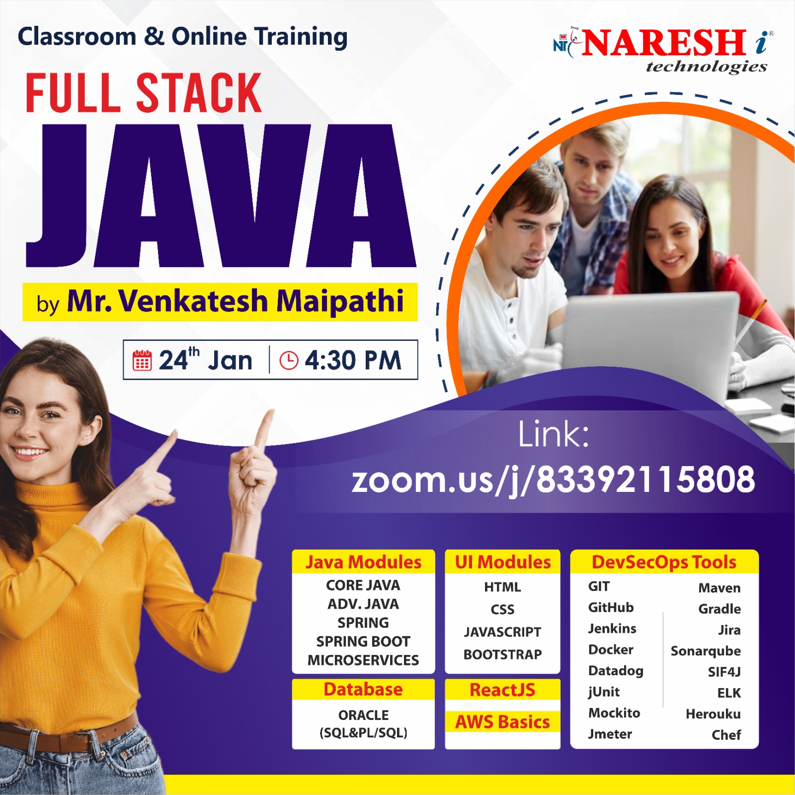Free Demo On Full Stack Java Online Training in NareshIT, Online Event