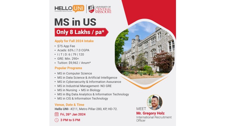 Meet University of Central Missouri for Spot Evaluation, Hyderabad, Telangana, India