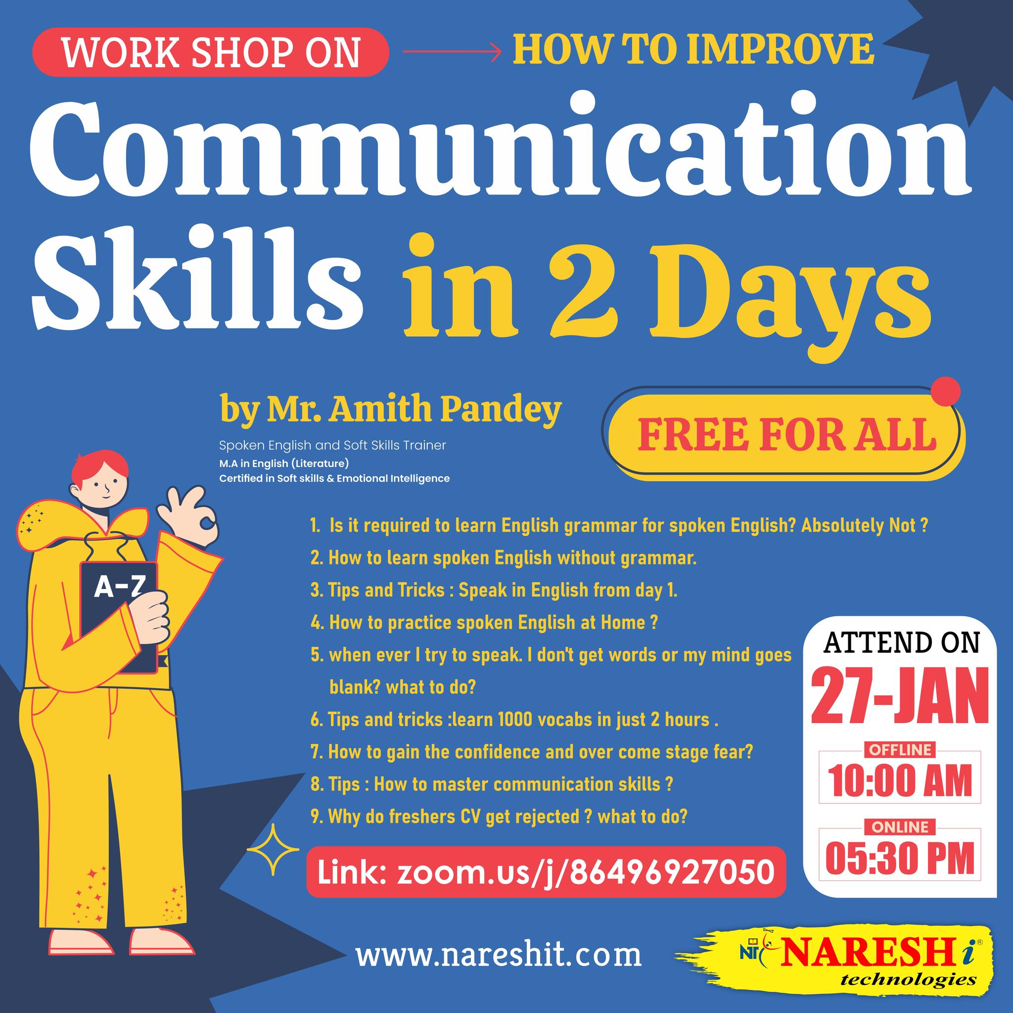 FREE Workshop on How to Improve Communication skills in NareshIT, Online Event