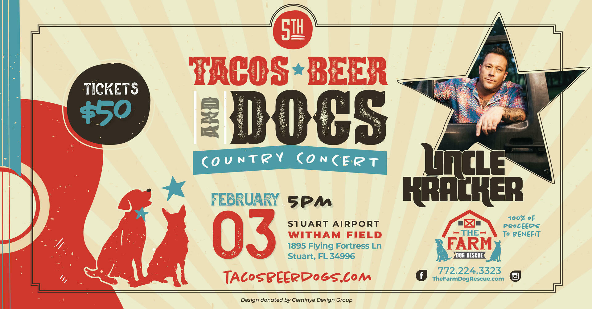 UNCLE KRACKER FEB 3 STUART - TACO'S BEER AND DOGS COUNTRY CONCERT, Stuart, Florida, United States