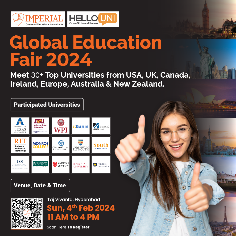 Global Education Fair 2024 by HelloUni with Imperial Overseas Education Consultants, Hyderabad, Telangana, India