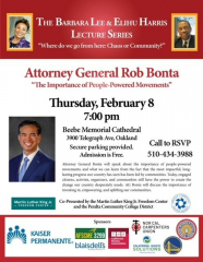 Barbara Lee and Elihu Harris Lecture Series Presents Attorney General Rob Bonta