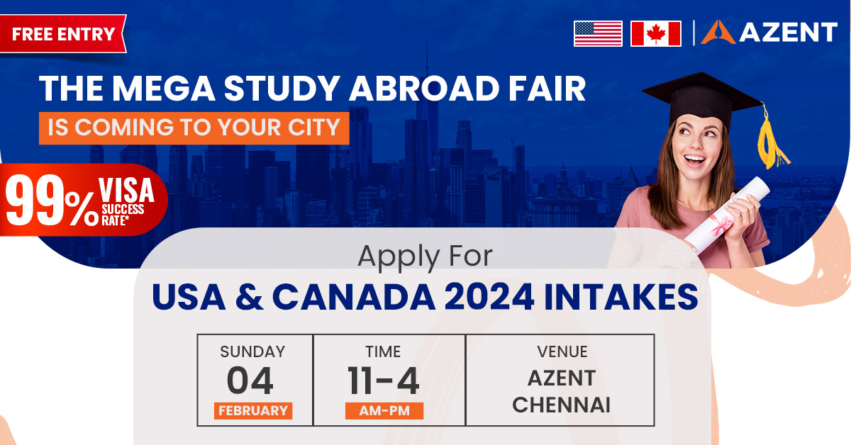 Azent Overseas Education Fair - Chennai - USA | Canada, Chennai, Tamil Nadu, India