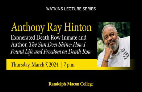 Exonerated Death Row Inmate Anthony Ray Hinton, as part of the Watkins Lecture Series, Ashland, Virginia, United States