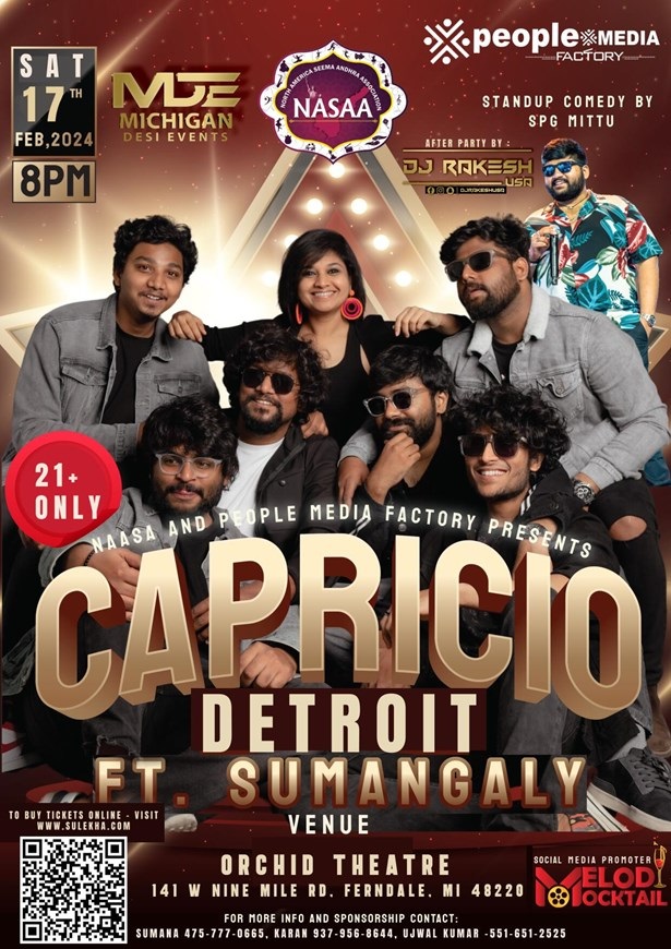 Band Capricio Live Detroit FT Sumangaly (Age 21+) 2024, Franklin, Maine, United States
