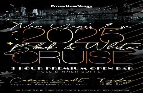 Black and White New Year's Eve 2025 Gala Fireworks Party Cruise in New York City, USA, New York, United States