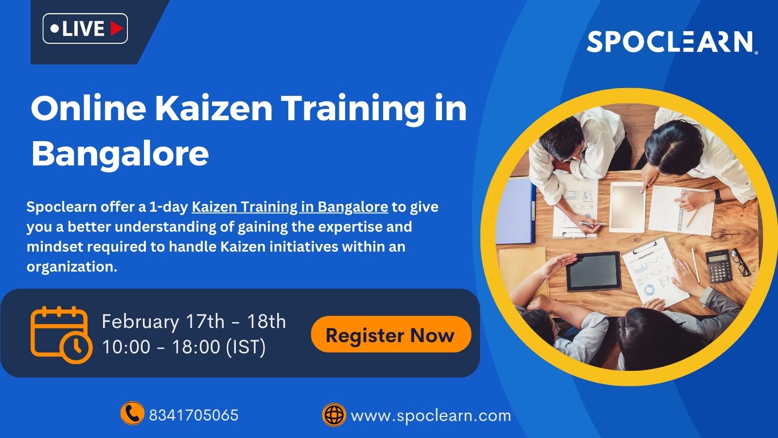 Kaizen Training in Bangalore - Spoclearn, Online Event